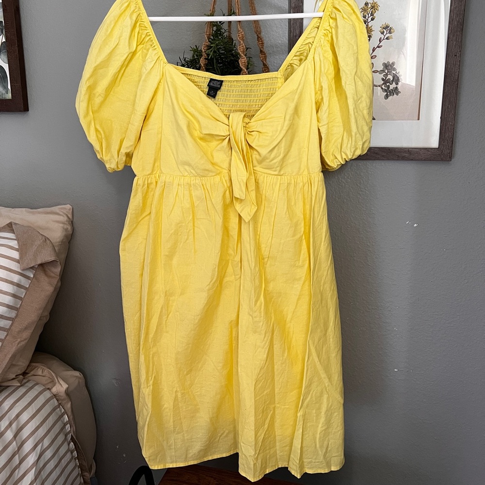 Wild Fable yellow casual dress with ruched detail size XL